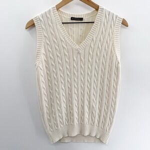Brandy Melville Cable Knit Sweater Vest in Cream One Size Made in Italy Preppy